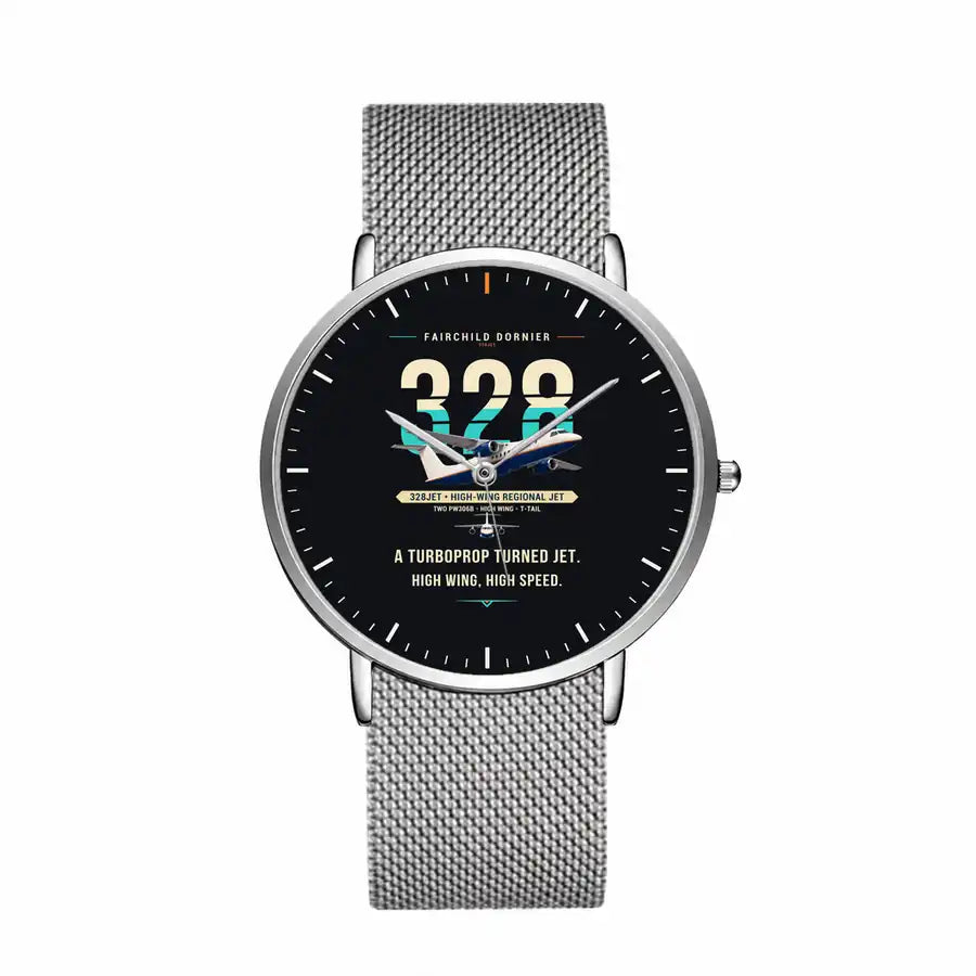 Fairchild Dornier 328JET - Original - Slim Mesh - Silver and Silver Stainless Steel Strap