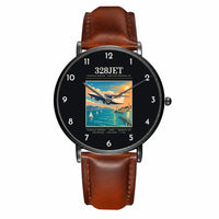 Thumbnail for Fairchild Dornier 328JET - Poster - Slim Leather - Black and Brown Leather Strap