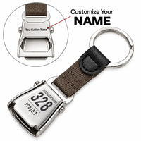 Thumbnail for Fairchild Dornier 328JET - Seat Belt Key Chain - Tag + Name - Brown