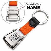 Thumbnail for Fairchild Dornier 328JET - Seat Belt Key Chain - Tag + Name - Orange