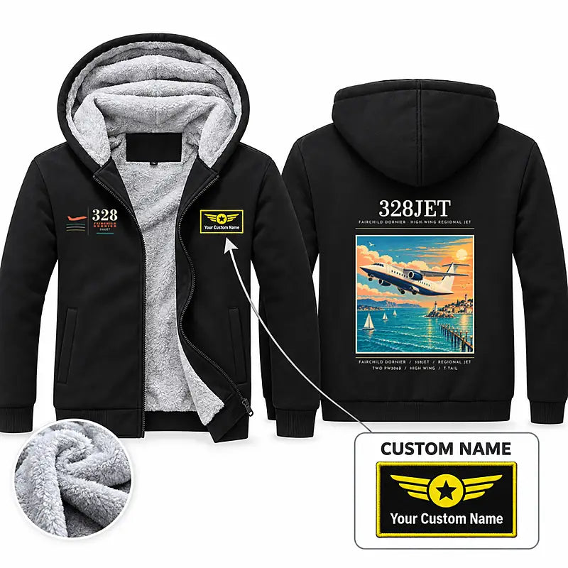 Fairchild Dornier 328JET Zipped Sweatshirts - Poster + Name - Black