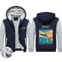 Thumbnail for Fairchild Dornier 328JET Zipped Sweatshirts - Poster - Navy & Gray