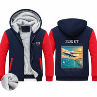 Thumbnail for Fairchild Dornier 328JET Zipped Sweatshirts - Poster - Navy & Red