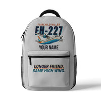 Thumbnail for Fairchild Hiller FH-227B - 3D Backpack - Cartoon + Name - White