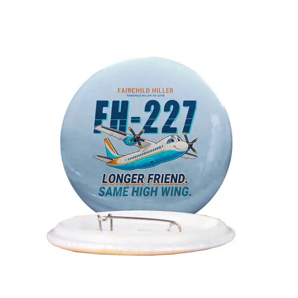 Fairchild Hiller FH-227B - Cartoon - Pin - Light Blue