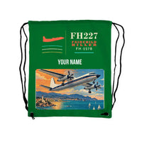 Thumbnail for Fairchild Hiller FH-227B - Drawstring Bag - Classic + Name - Green