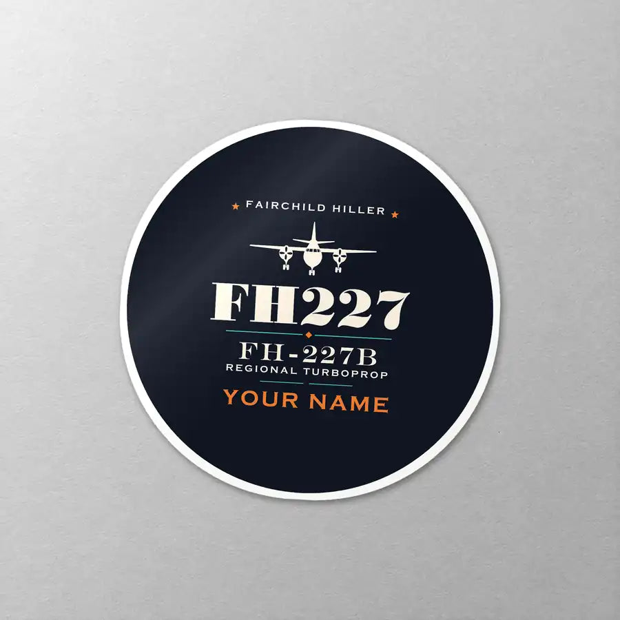 Fairchild Hiller FH-227B - Heritage + Name - Circle Sticker - Close-up