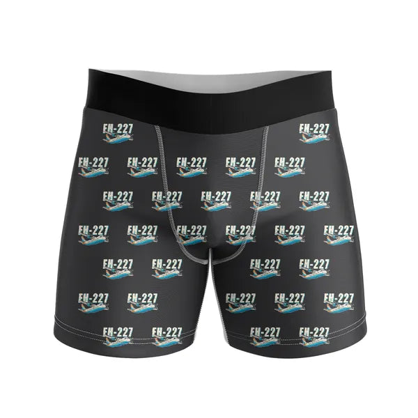 Fairchild Hiller FH-227B - Men Boxers - Cartoon Pattern - Black