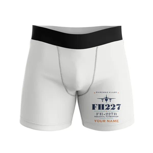 Fairchild Hiller FH-227B - Men Boxers - Heritage + Name - White
