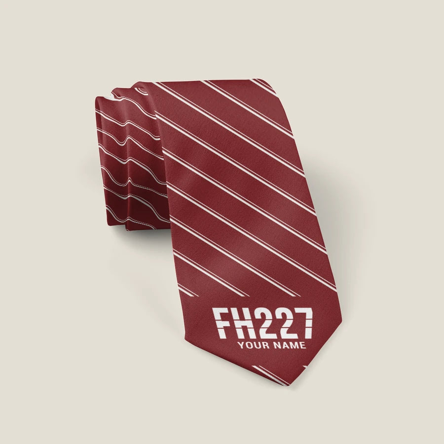 Fairchild Hiller FH-227B - Stripe + Name - Tie - Dark Red