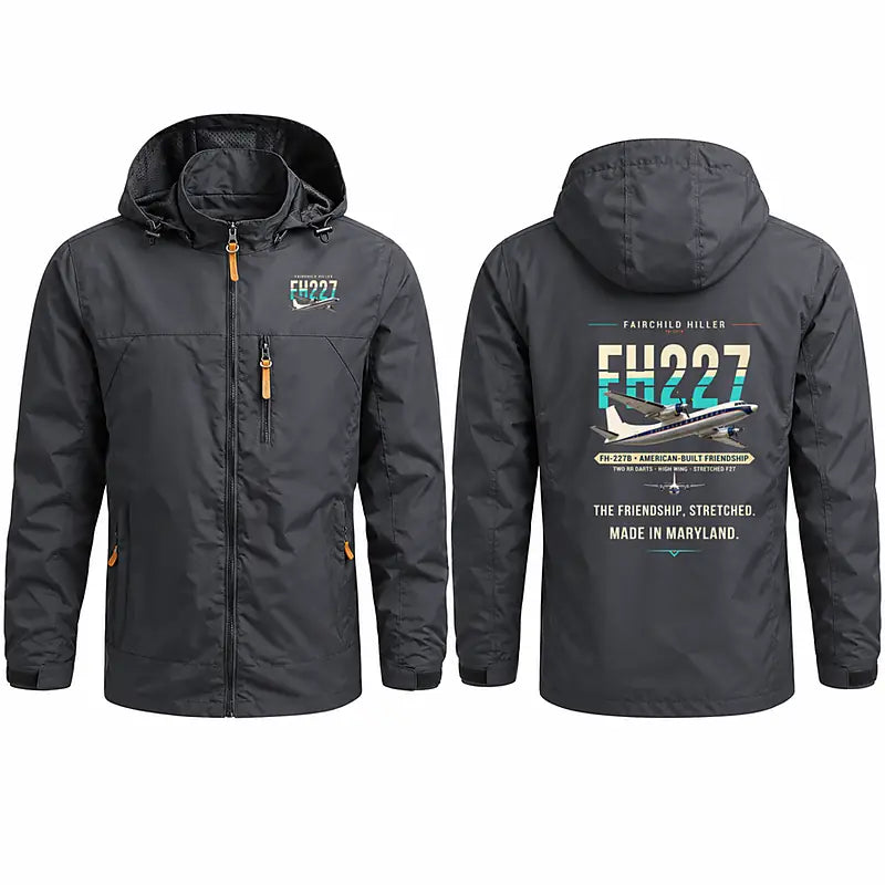 Fairchild Hiller FH-227B Stylish Jackets - Hooded Windbreaker - Original - Charcoal