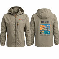 Thumbnail for Fairchild Hiller FH-227B Stylish Jackets - Hooded Windbreaker - Poster - Khaki