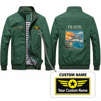 Thumbnail for Fairchild Hiller FH-227B Stylish Jackets - Stand Collar - Poster + Name - Green