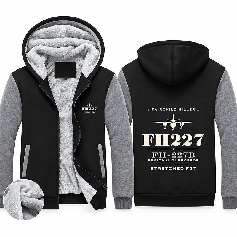 Fairchild Hiller FH-227B Zipped Sweatshirts - Heritage - Black & Gray