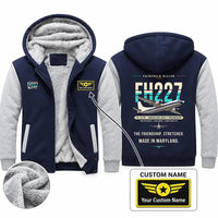 Thumbnail for Fairchild Hiller FH-227B Zipped Sweatshirts - Original + Name - Navy & Gray