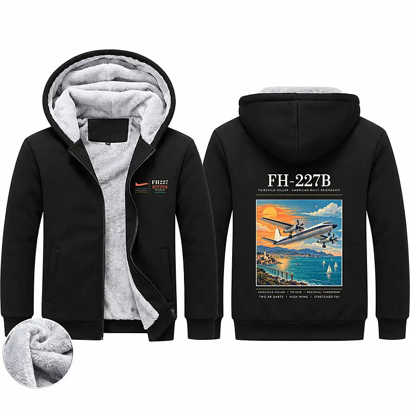 Fairchild Hiller FH-227B Zipped Sweatshirts - Poster - Black