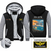 Thumbnail for Fairchild Hiller FH-227B Zipped Sweatshirts - Poster + Name - Black & Gray