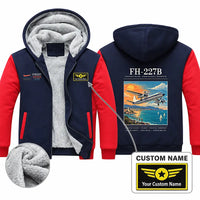 Thumbnail for Fairchild Hiller FH-227B Zipped Sweatshirts - Poster + Name - Navy & Red