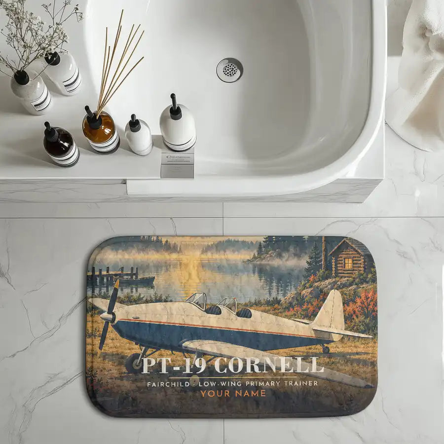 Fairchild PT-19 Cornell - 3D + Name - Bath Mat