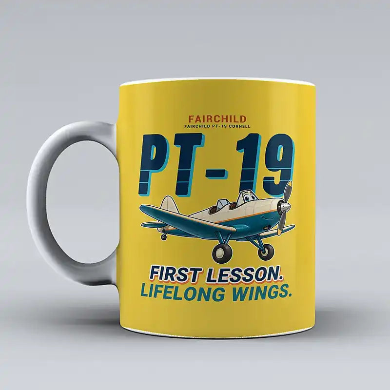 Fairchild PT-19 Cornell - Cartoon - Mug - Yellow