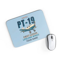 Thumbnail for Fairchild PT-19 Cornell - Cartoon + Name - Mouse Pad - Light Blue