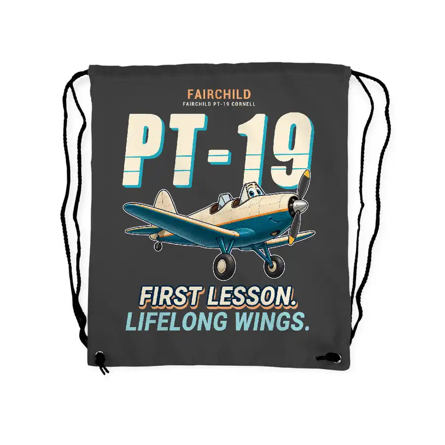 Fairchild PT-19 Cornell - Drawstring Bag - Cartoon - Gray
