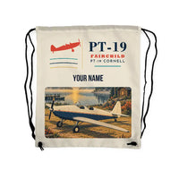 Thumbnail for Fairchild PT-19 Cornell - Drawstring Bag - Classic + Name - Beige