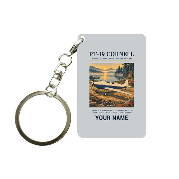 Fairchild PT-19 Cornell - Poster + Name - Key Chain - Light Gray