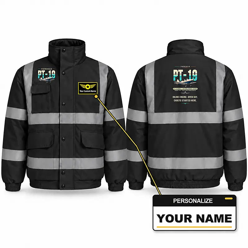Fairchild PT-19 Cornell Reflective Winter Jackets - Original + Name - Black