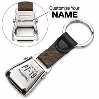 Thumbnail for Fairchild PT-19 Cornell - Seat Belt Key Chain - Tag + Name - Brown