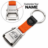 Thumbnail for Fairchild PT-19 Cornell - Seat Belt Key Chain - Tag + Name - Orange