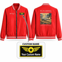 Thumbnail for Fairchild PT-19 Cornell Stylish Jackets - Baseball Collar - Poster + Name - Red