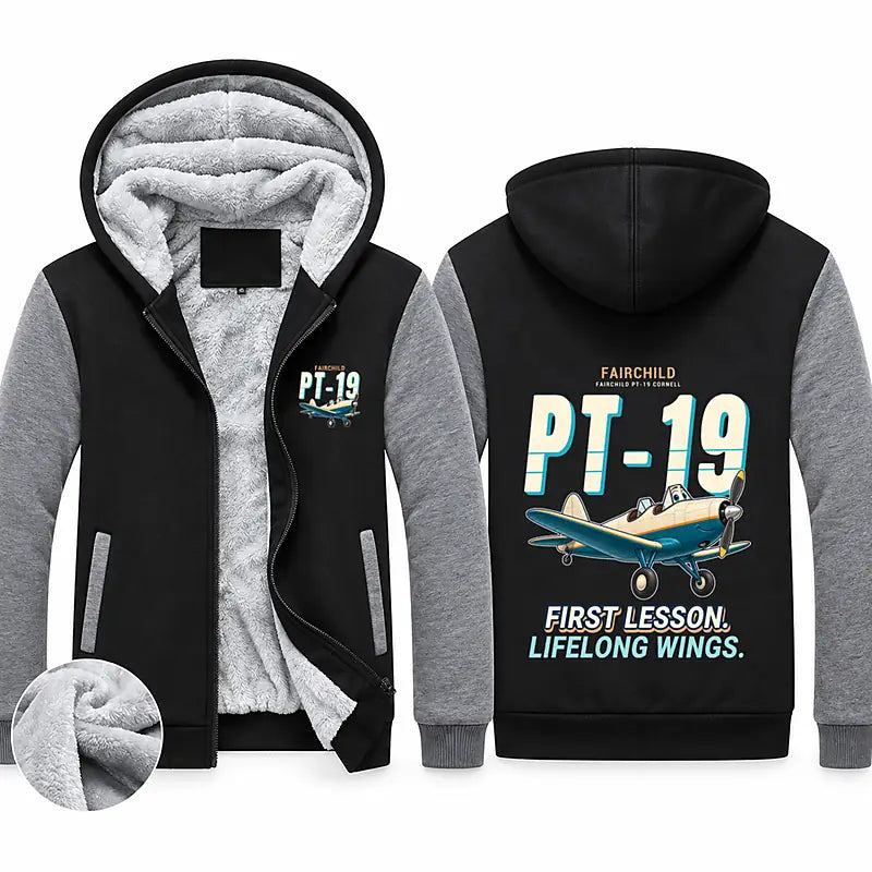Fairchild PT-19 Cornell Zipped Sweatshirts - Cartoon - Black & Gray