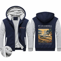 Thumbnail for Fairchild PT-19 Cornell Zipped Sweatshirts - Poster - Navy & Gray