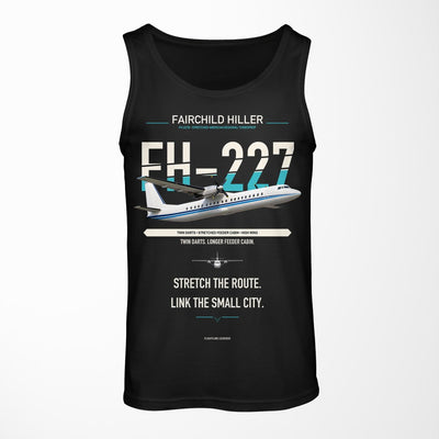 Fairchild Hiller FH-227B design on black tank top