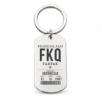 Thumbnail for Fakfak Airport FKQ - Key Chain - Boarding Pass Style - Silver
