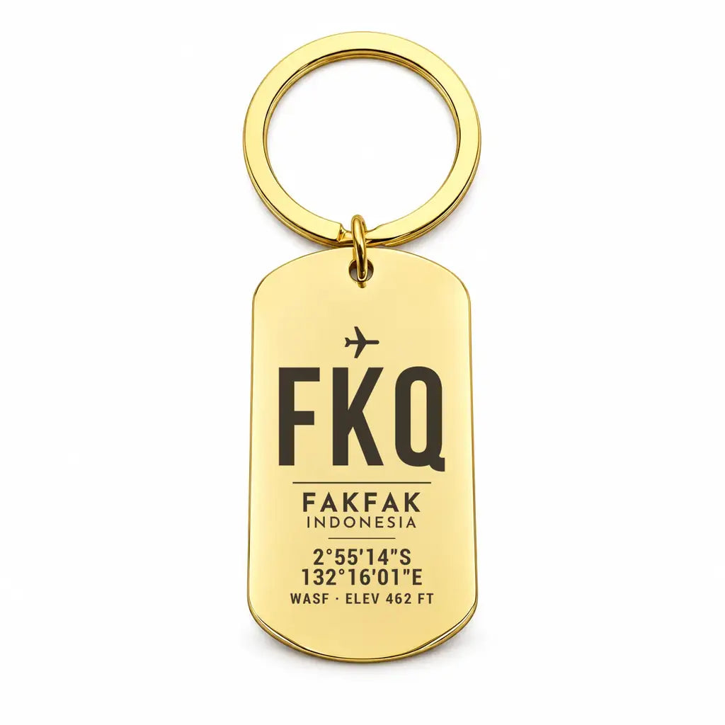 Fakfak Airport FKQ - Key Chain - Original Design - Gold