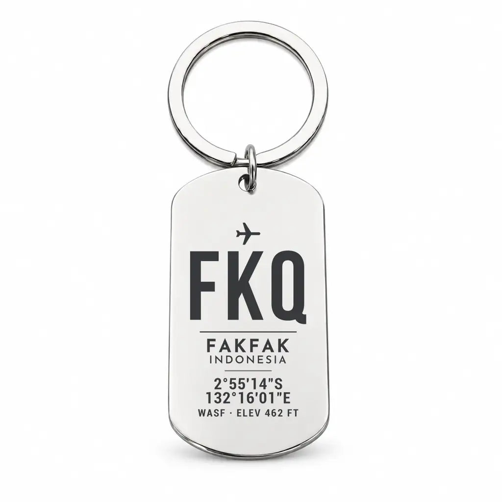 Fakfak Airport FKQ - Key Chain - Original Design - Silver