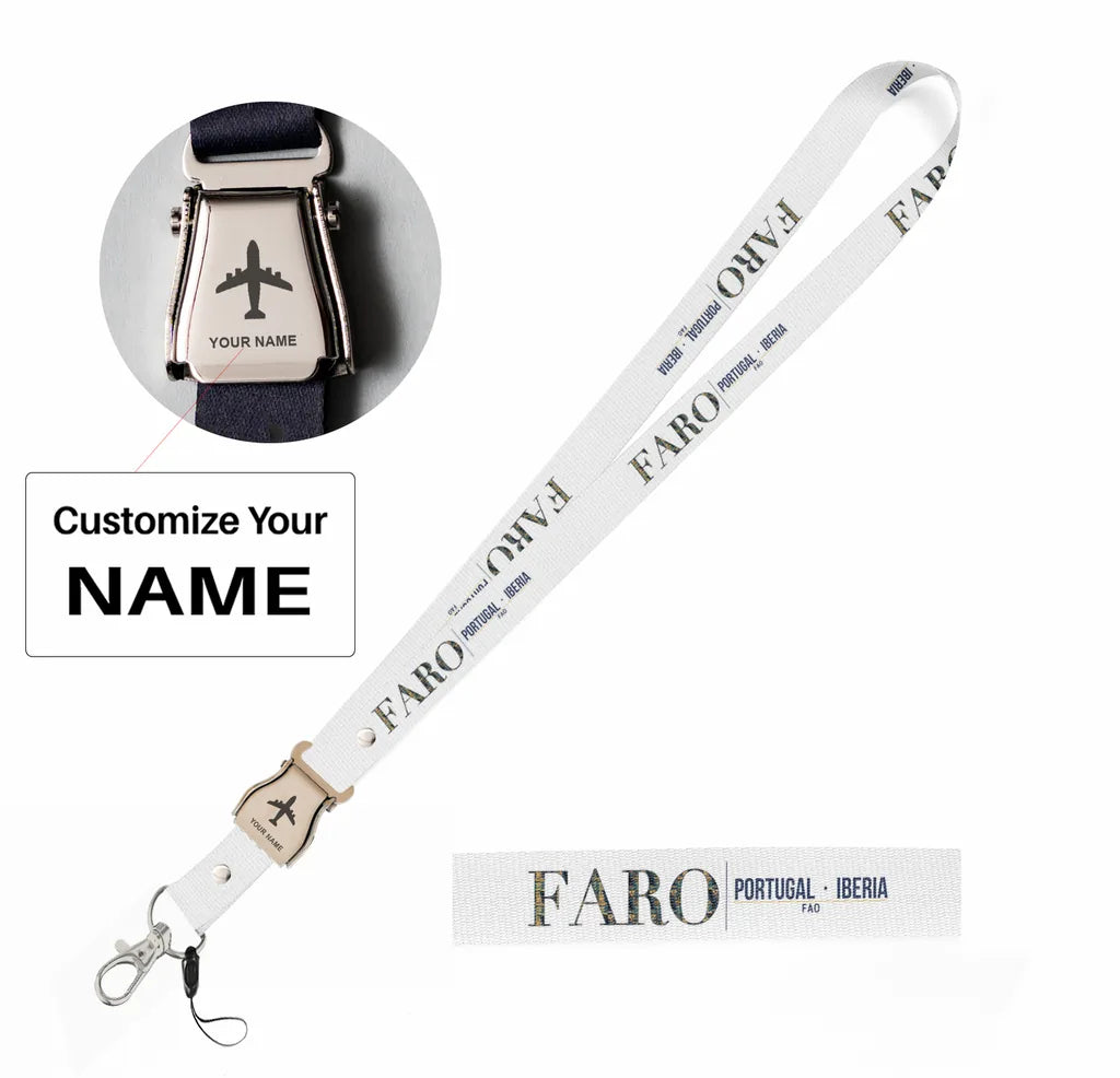 Faro City Series seat belt lanyard - white with name