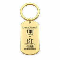 Thumbnail for Felipe Carrillo Puerto International Airport Tulum TQO - Key Chain - Customizable Boarding Pass - Gold