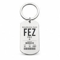 Thumbnail for Fes - Saiss Airport FEZ - Key Chain - Boarding Pass Style - Silver