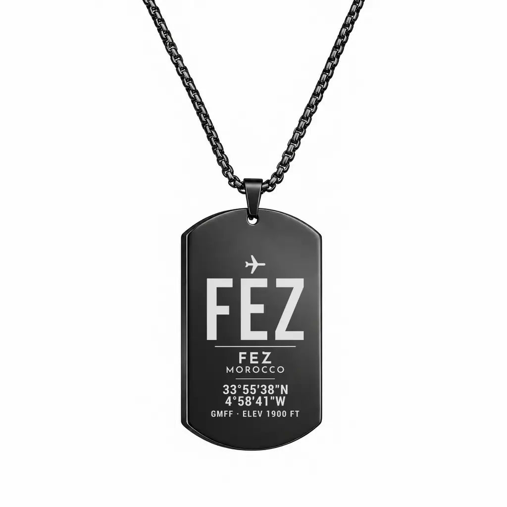 Fes - Saiss Airport FEZ - Necklace - Original Design - Black