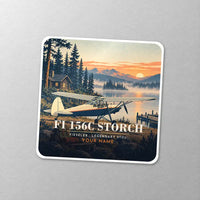 Thumbnail for Fieseler Fi 156C Storch - 3D + Name - Square Sticker - Close-up