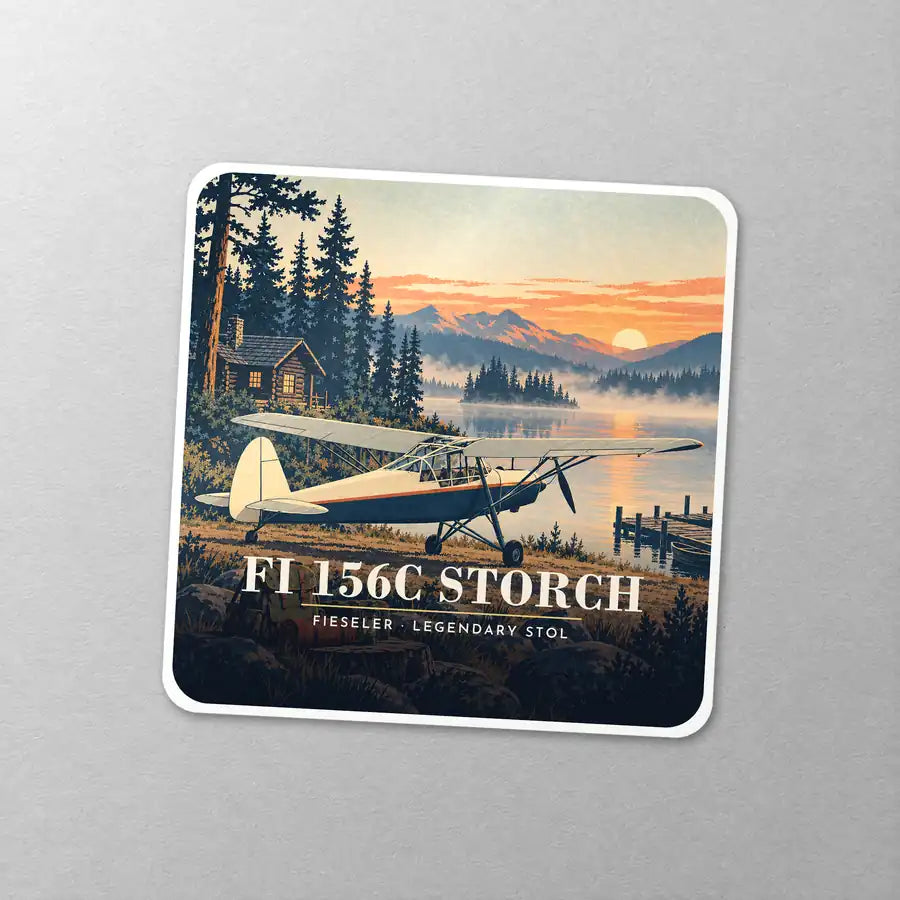 Fieseler Fi 156C Storch - 3D - Square Sticker - Close-up