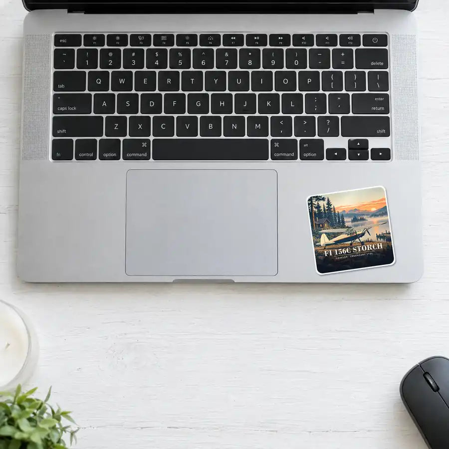 Fieseler Fi 156C Storch - 3D - Square Sticker - Laptop