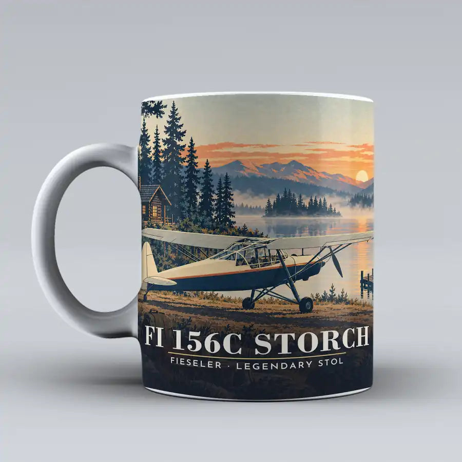 Fieseler Fi 156C Storch - 3D + Title - Mug - White
