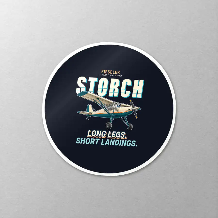 Fieseler Fi 156C Storch - Cartoon - Circle Sticker - Close-up