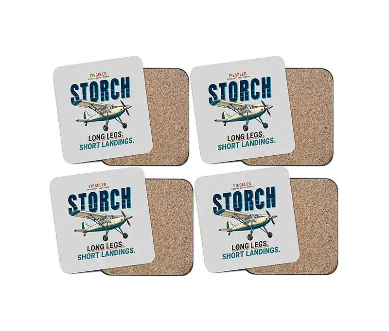 Fieseler Fi 156C Storch - Cartoon - Coaster Set - Light Gray