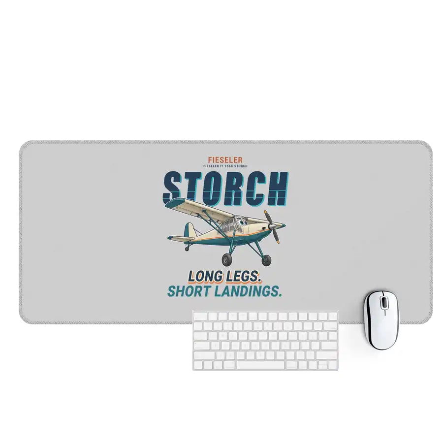 Fieseler Fi 156C Storch - Cartoon - Desk Mat - Light Gray