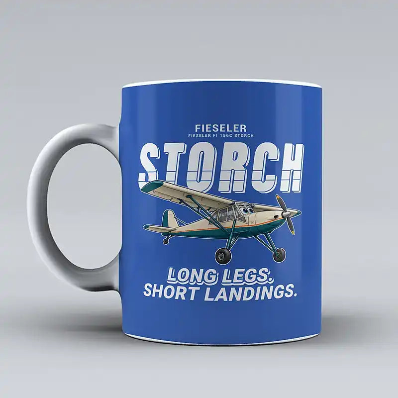 Fieseler Fi 156C Storch - Cartoon - Mug - Blue